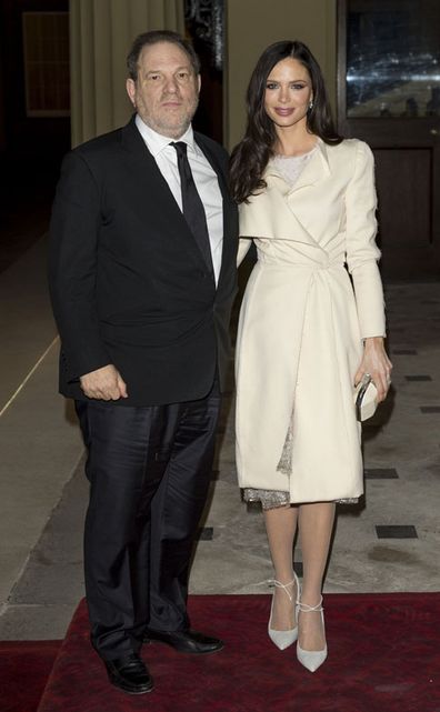 Harvey Weinstein and Georgina Chapman attend a Dramatic Arts reception hosted by Queen Elizabeth II at Buckingham Palace on February 17, 2014 in London, England