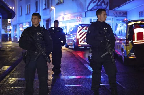 Police and ambulances are on site where people were killed and injured in an attack at a festival in Solingen, western Germany, German news agency dpa reported on Friday, August 23, 2024.