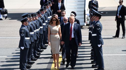 Mr Trump with meet with UK Prime Minister Theresa May and the Queen. Picture: AAP