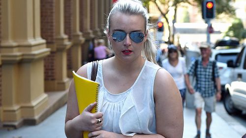Jessica McNamara leaves after giving evidence at the NSW Supreme Court in Sydney on Tuesday, March. 1, 2016. (AAP)
