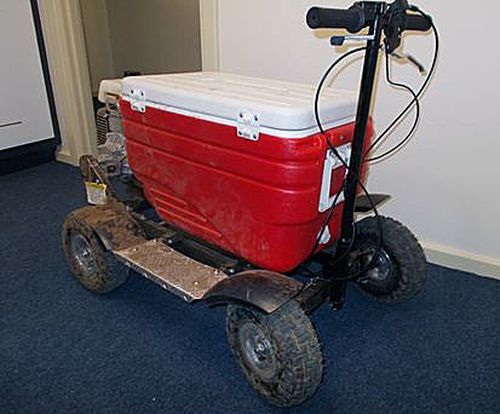 A Sydney man who rode a motorised esky similar to this one on southwestern Sydney's streets told police it was his only method of transport.