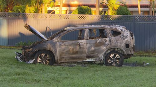 Police were told a silver Honda CRV was on fire at the Bathurst Street Park, Greystanes at about 11.10pm.