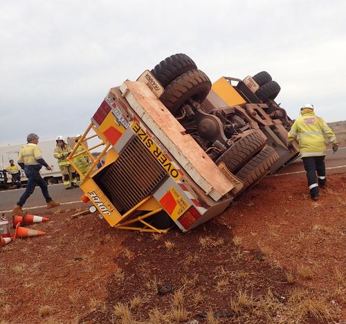 The driver was trapped for almost an hour.