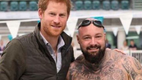 Tyronne Gawthorne (right) posed for a photo with Invictus Games founder, Prince Harry, (left) in 2017 after meeting at a training session. (Facebook)