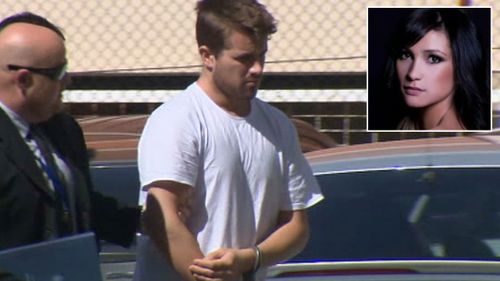 Gable Tostee is escorted to the Gold Coast watch house by detectives to face questioning over the death of Warriena Wright. Picture: 9NEWS