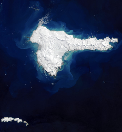 A Landsat image of Elephant Island in the Antarctic Peninsula.