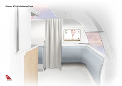 qantas new wellbeing zones in A350 for ulte-long haul flights