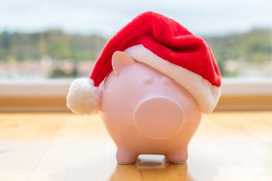 Piggy Bank with Santa Hat for Christmas