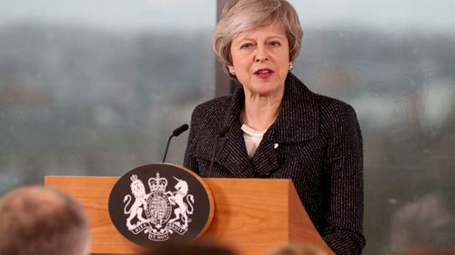 UK Prime Minister Theresa May in Belfast.