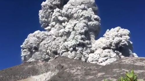 Shopan Pangestu filmed the moment the volcano spewed sand and pyroclastic material. Picture: Instagram