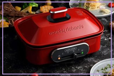 9PR: Morphy Richards Electric Slow Cooker, Grill and Steamer, 2.5L, Red