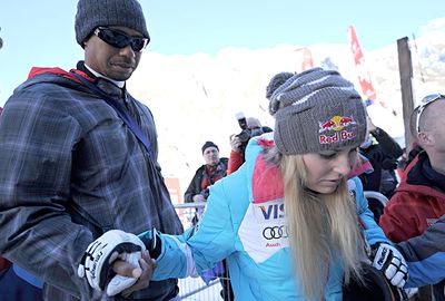 Woods has also spent time on the slopes supporting Vonn.
