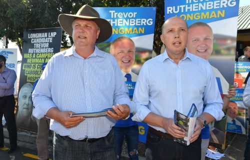 Trevor Ruthenberg joined Peter Dutton at the Longman polls. Image: AAP