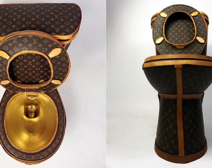 Loo-uis Vuitton golden toilet by Illma Gore is up for sale at