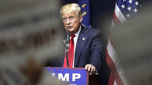 Donald Trump during a campaign rally in Bethpage, New York. (AAP)