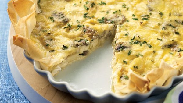 Leek and mushroom freeform pie