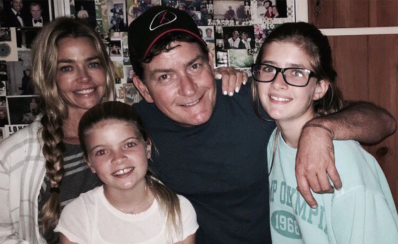 Denise Richards and Charlie Sheen with their daughters.