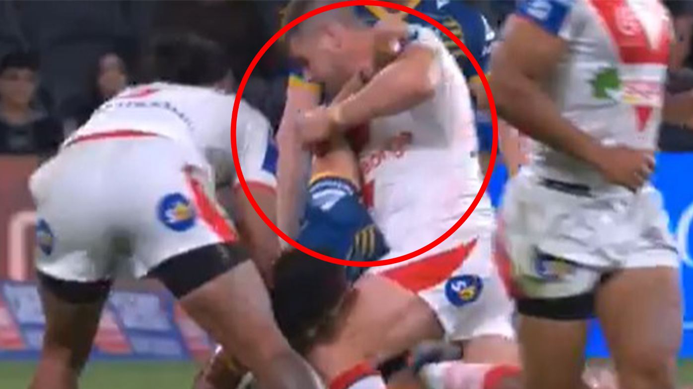 Dragons hard man Blake Lawrie fearing ban after ugly tackle in demolition at hands of Eels