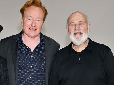 Albert Brooks, Conan O'Brien and Rob Reiner at the HBO | Max Emmy Nominee Celebration held at NYA East on August 11, 2024 in Los Angeles, California. 