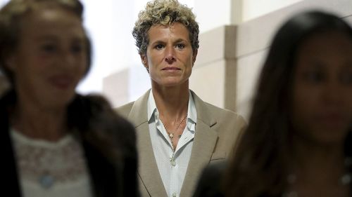 Accuser Andrea Constand returns to the courtroom during a lunch break at the sentencing hearing for Bill Cosby. 