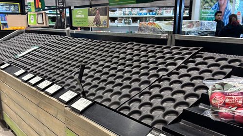 Empty shelves at Woolworths Neutral Bay.