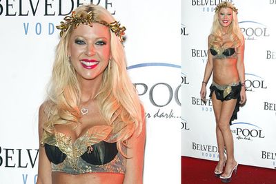 Dressed as some kind of greek goddess, Tara Reid hosted a costume party at The Pool After Dark at Harrah's Resort in Atlantic City.<br/><br/>(Image: Splash)