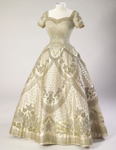 Her Majesty The Queens Coronation Dress, designed by Sir Norman Hartnell, and Coronation Robe by Ede & Ravenscroft, 1953 