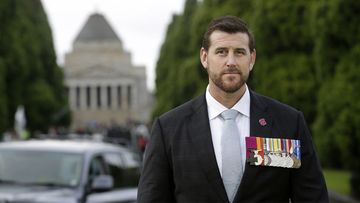 Ben Roberts-Smith during the ANZAC Day parade at the Shrine of Remembrance in Melbourne in 2017.