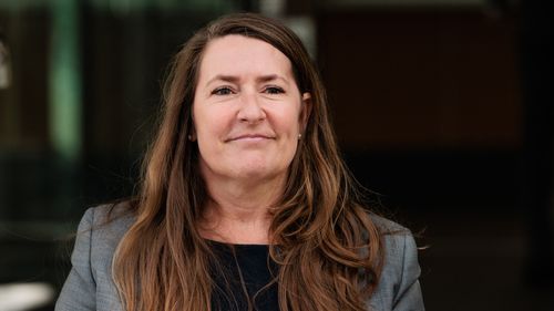 Kristen Morrissey is seen leaving the Perth Magistrates Court, in Perth, Friday, June 2, 2023. Kristen Morrissey was taken into custody yesterday after what a protest group described as non-toxic stench gas forced the evacuation of Woodside's headquarters. (AAP Image/Richard Wainwright)