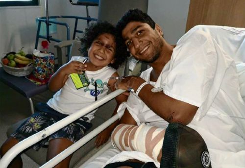 Hamid with Eli-Luca in the hospital.