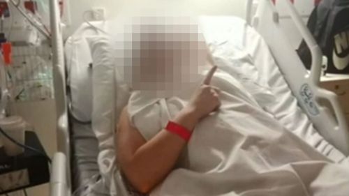 The alleged driver has been seen in photos eating fast food in hospital, giving a gang sign and raising his middle finger.