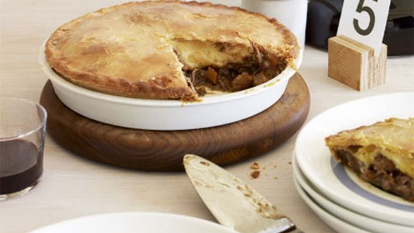 Brisket and Cheddar pie with sour cream pastry