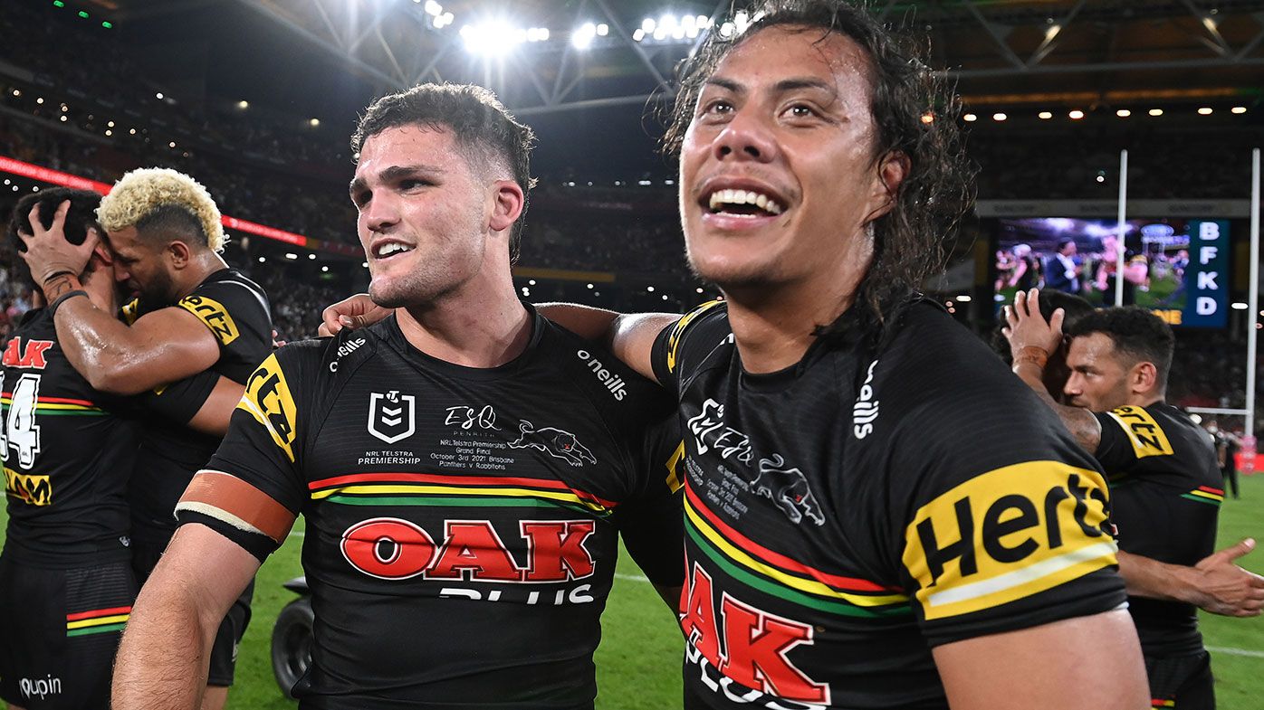  Nathan Cleary of the Panthers and Jarome Luai 