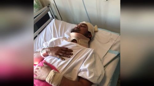 The 44-year-old was hacked multiple times. Suffering injuries to his head, shoulders and chest. Picture: 9NEWS