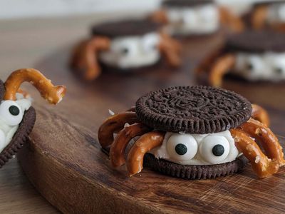 Oreo spider cookies with pretzel legs