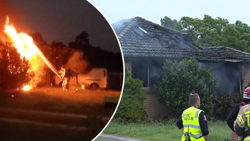 A man in his 60s has been left with burns after a suspicious fire at his home in Sydney&#x27;s west.