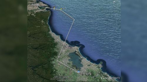 The flight path for VH-OJA. (Shellharbour City Council)
