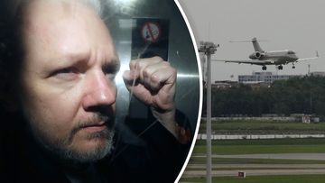 Julian Assange and the plane thought to be carrying him to the Marianas.
