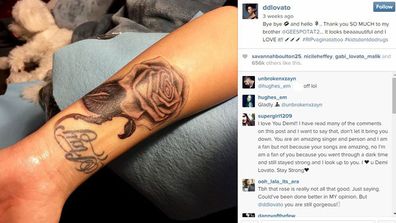 Demi Lovato Covers Up Lip Print Tattoo With New Rose Ink- PopStarTats