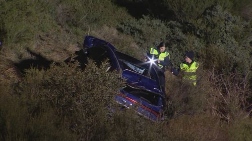 The allegedly stolen Haval ï»¿crashed and rolled near the entrance of the Hume Freeway on ï»¿O'Herns Road about 1.30am.ï»¿