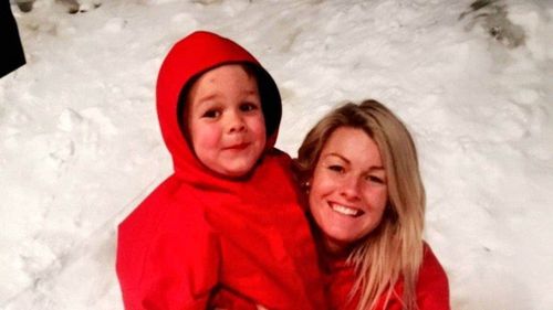 Lachlan Gebhardt with his mother, Kim Manson