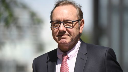 Kevin Spacey returns after a lunch break at Southwark Crown Court as the jury deliberate on his sexual assault trial on July 26, 2023 in London, England. 