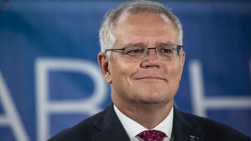 Prime Minister Scott Morrison vists the South Windsor RSL, to meet the party faithfuls and support Sarah  Richards the Liberal candidate for Macquarie, Windsor, Sydney, 20 December 2021. Photo Jessica Hromas