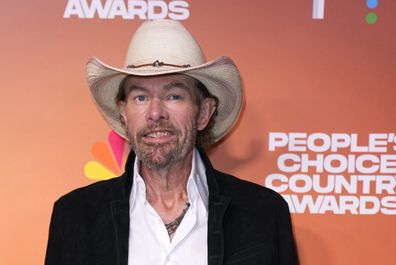 Toby Keith arrives at the People's Choice Country Awards on Thursday, Sept. 28, 2023, at The Grand Ole Opry House in Nashville, Tenn. 