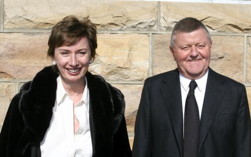 TV executive Sam Chisholm and wife Sue pictured here in 2005. Sue was by her husband's side alongside Chisholm's daughter from his first marriage when he died on Monday night. Picture: Getty