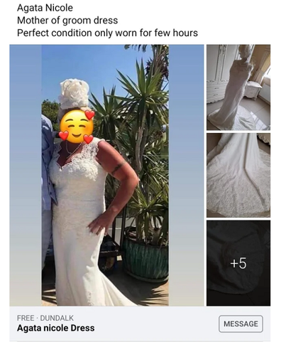 dress worn to wedding by MIL up for sale