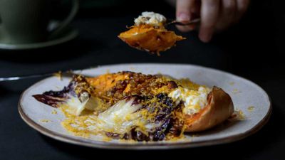 Recipe: <a href="http://kitchen.nine.com.au/2018/02/06/14/36/miso-roasted-butternut-squash-recipe" target="_top">Miso roasted butternut squash</a> with serano, hazelnuts and perilla