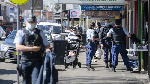 Police on Merrylands Road, Merrylands, Sydney.