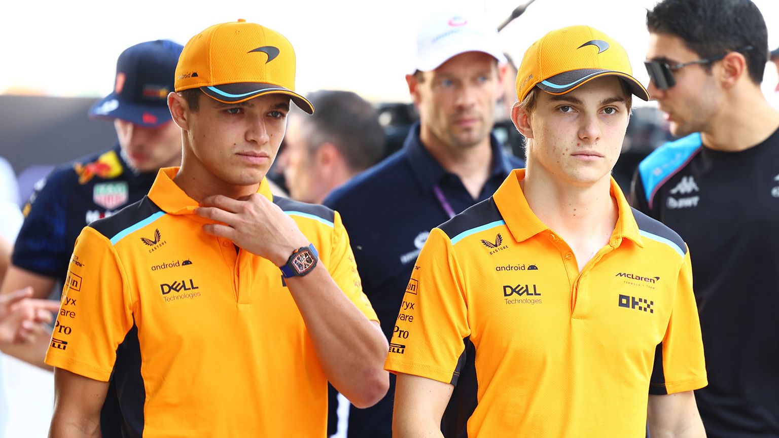 Oscar Piastri (right) with his McLaren teammate Lando Norris.