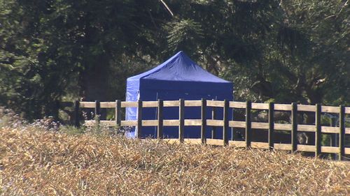 The property remains a crime scene today, as forensic teams search the area for evidence. Picture: 9NEWS